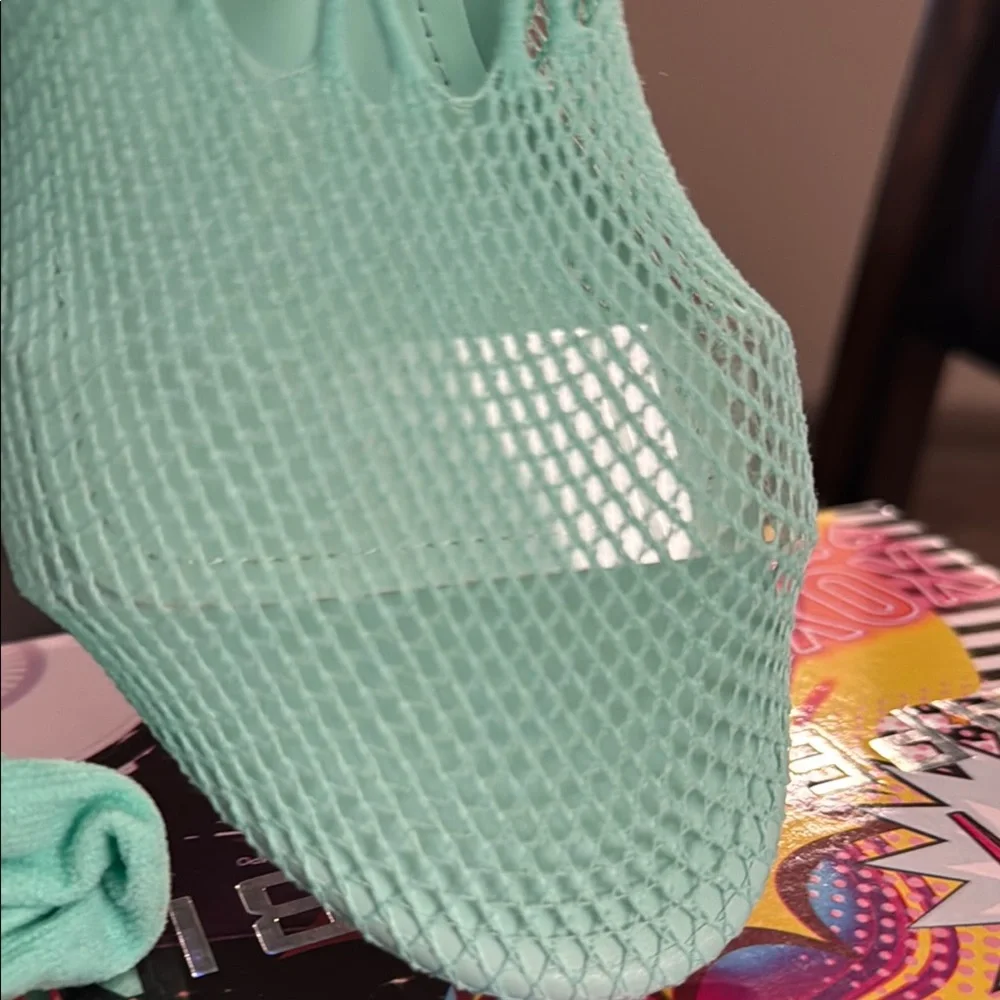 Cape Robbin Sea Green/Teal Fishnet Sock Heels with Plastic Secure Straps❣️❣️BNIB